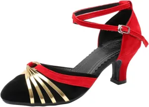 Women's Ankle Strap Sandal Latin Dance Shoes Closed Toe Sandals Evening Heels
