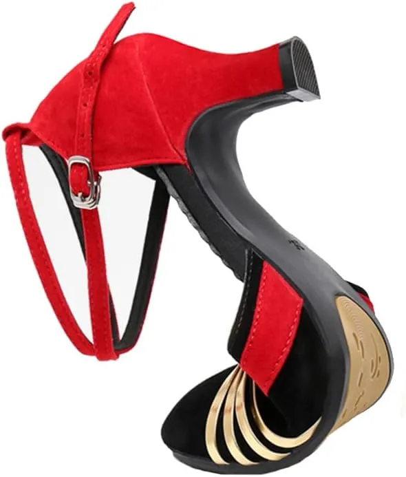 Women's Ankle Strap Sandal Latin Dance Shoes Closed Toe Sandals Evening Heels