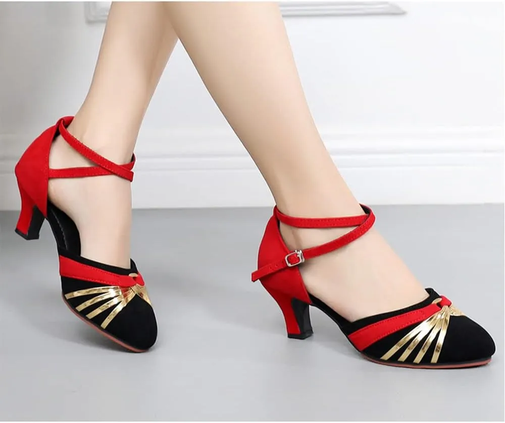 Women's Ankle Strap Sandal Latin Dance Shoes Closed Toe Sandals Evening Heels