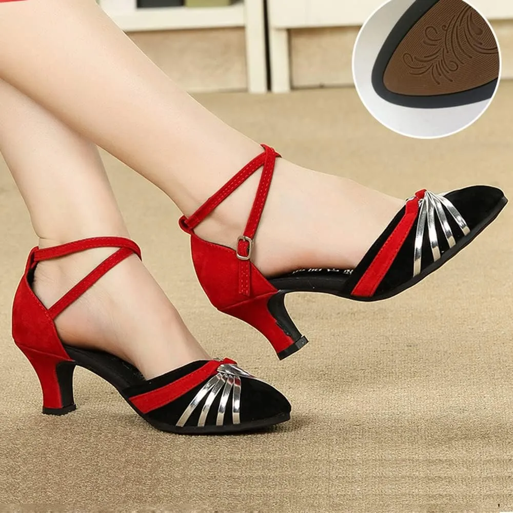 Women's Ankle Strap Sandal Latin Dance Shoes Closed Toe Sandals Evening Heels