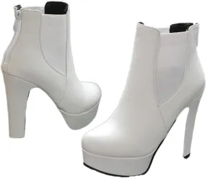 Womens boots Women's Ankle Boots Women's Shoes Thick-soled High Heels Ankle Boots Black And White High Heels Women's Shoes