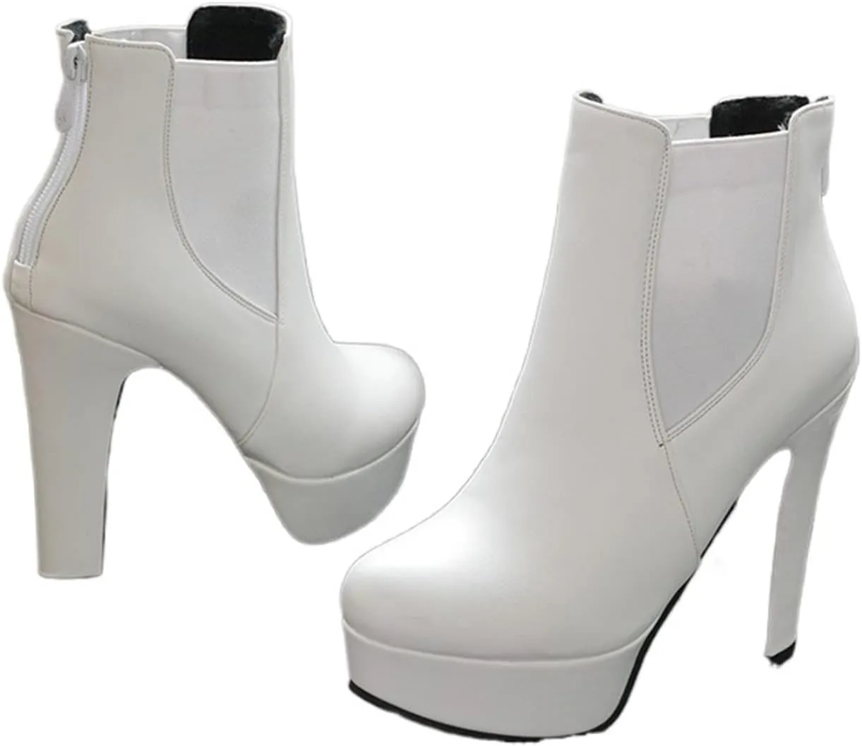 Womens boots Women's Ankle Boots Women's Shoes Thick-soled High Heels Ankle Boots Black And White High Heels Women's Shoes