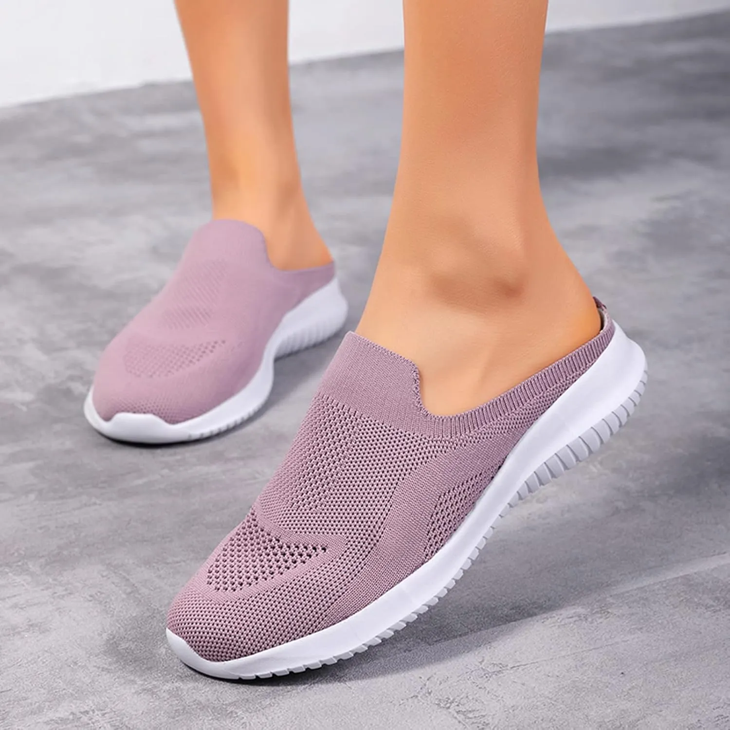 Women's Breathable Walking Mules Shoes - Lightweight Garden Clogs Casual Mesh Sneakers Open Back Slip-on House Shoes