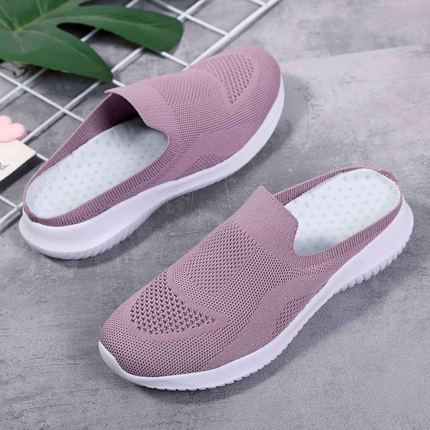 Women's Breathable Walking Mules Shoes - Lightweight Garden Clogs Casual Mesh Sneakers Open Back Slip-on House Shoes