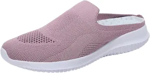 Women's Breathable Walking Mules Shoes - Lightweight Garden Clogs Casual Mesh Sneakers Open Back Slip-on House Shoes