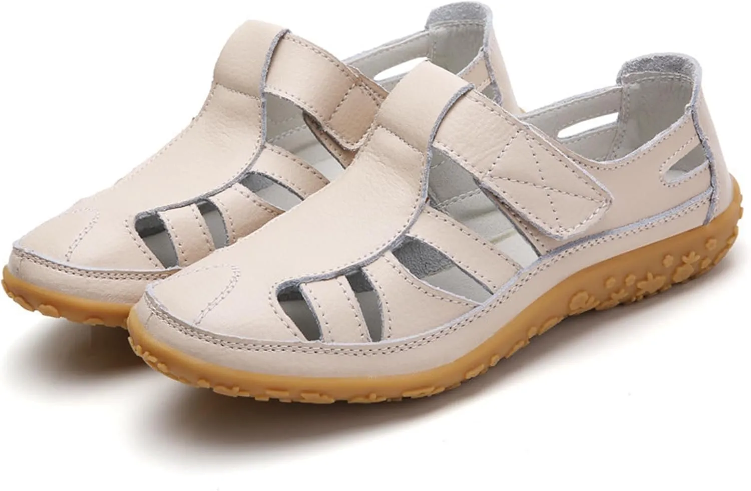 Women's Casual Boho Gladiator Sandals, Summer Leather Comfort Closed Toe Ankle Strap Beach Shoes, Soft Sole Orthopedic Sandals, Casual Breathable Outdoor Walking Shoes