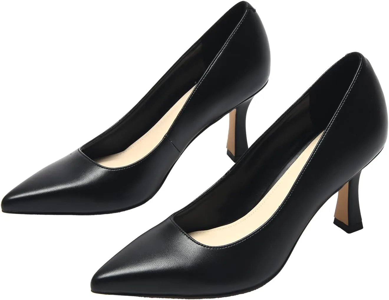 Women's Closed Toe Pointed Pumps Mid High Kitten Heels for Women Dress Shoes Womens Wedding Dressy Shoes