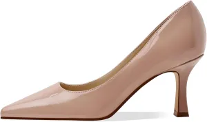 Women's Closed Toe Pointed Pumps Mid High Kitten Heels for Women Dress Shoes Womens Wedding Dressy Shoes