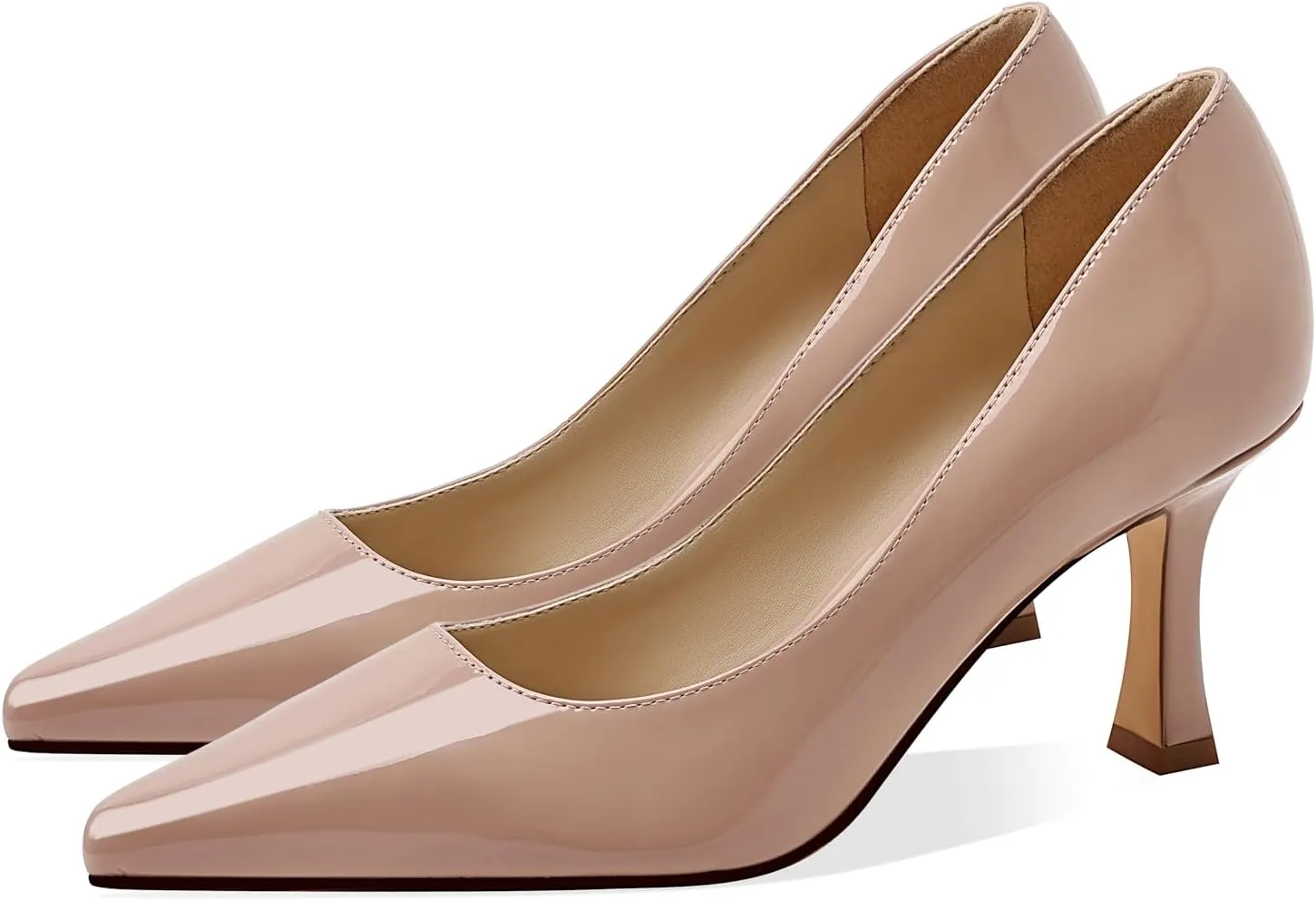 Women's Closed Toe Pointed Pumps Mid High Kitten Heels for Women Dress Shoes Womens Wedding Dressy Shoes