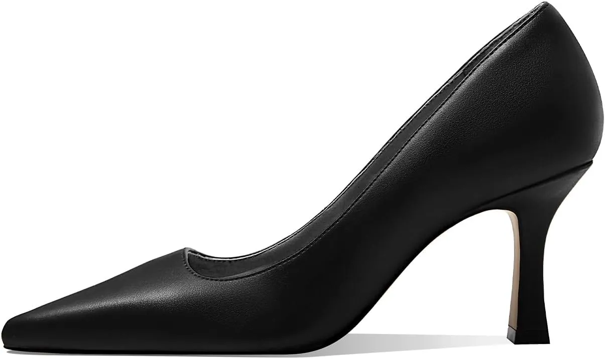 Women's Closed Toe Pointed Pumps Mid High Kitten Heels for Women Dress Shoes Womens Wedding Dressy Shoes