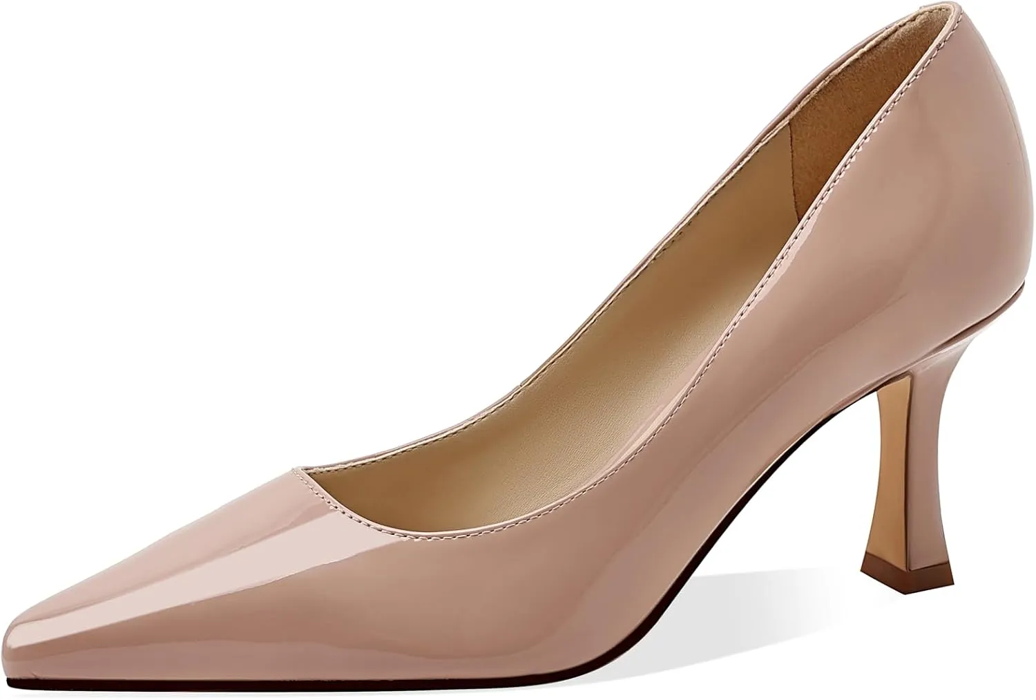 Women's Closed Toe Pointed Pumps Mid High Kitten Heels for Women Dress Shoes Womens Wedding Dressy Shoes