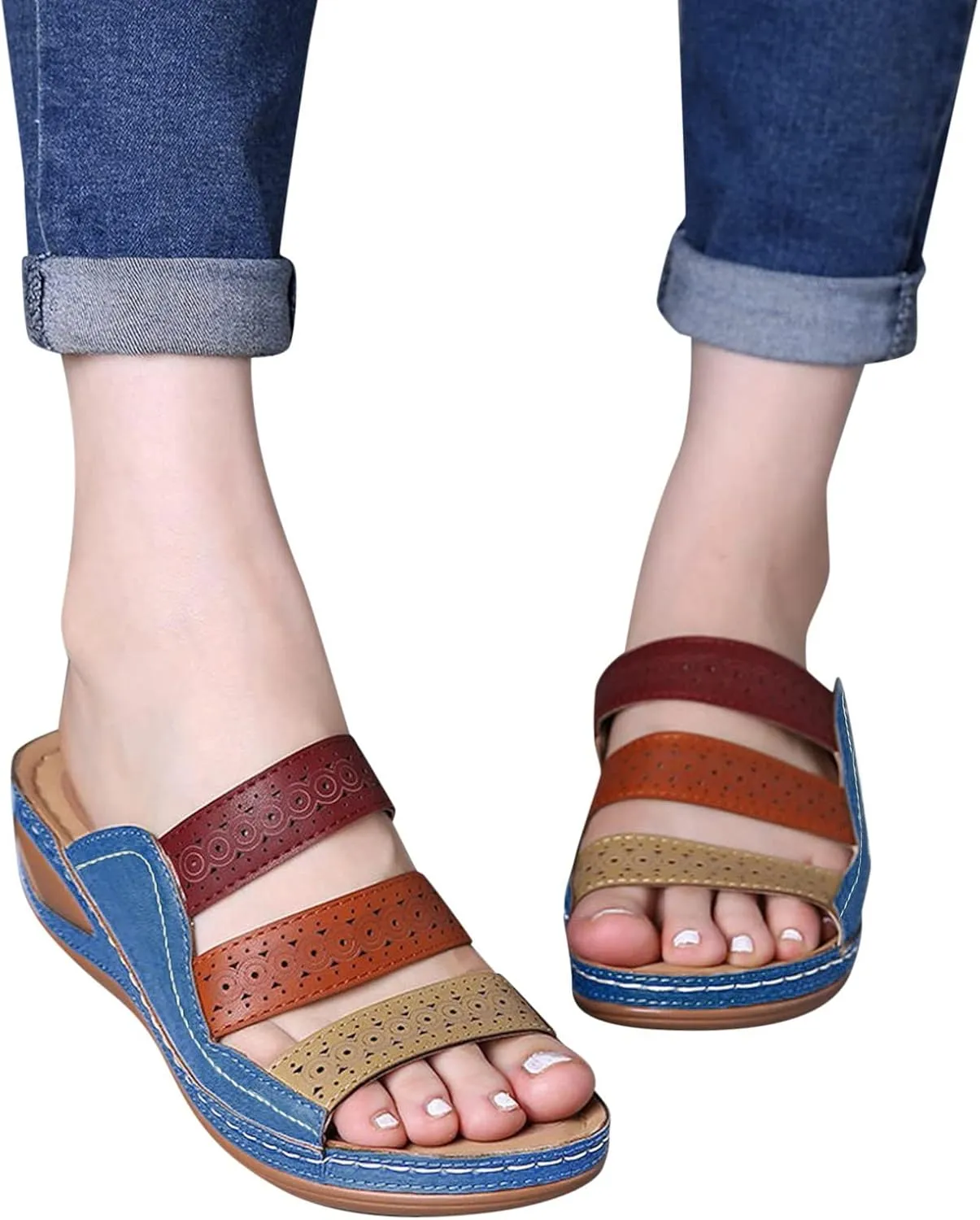 Womens Comfortable Orthopedic Flip Flops with Arch Support Yoga Mat Cushion Summer Beach Sandals for Plantar Fasciitis Pain Relief Walking