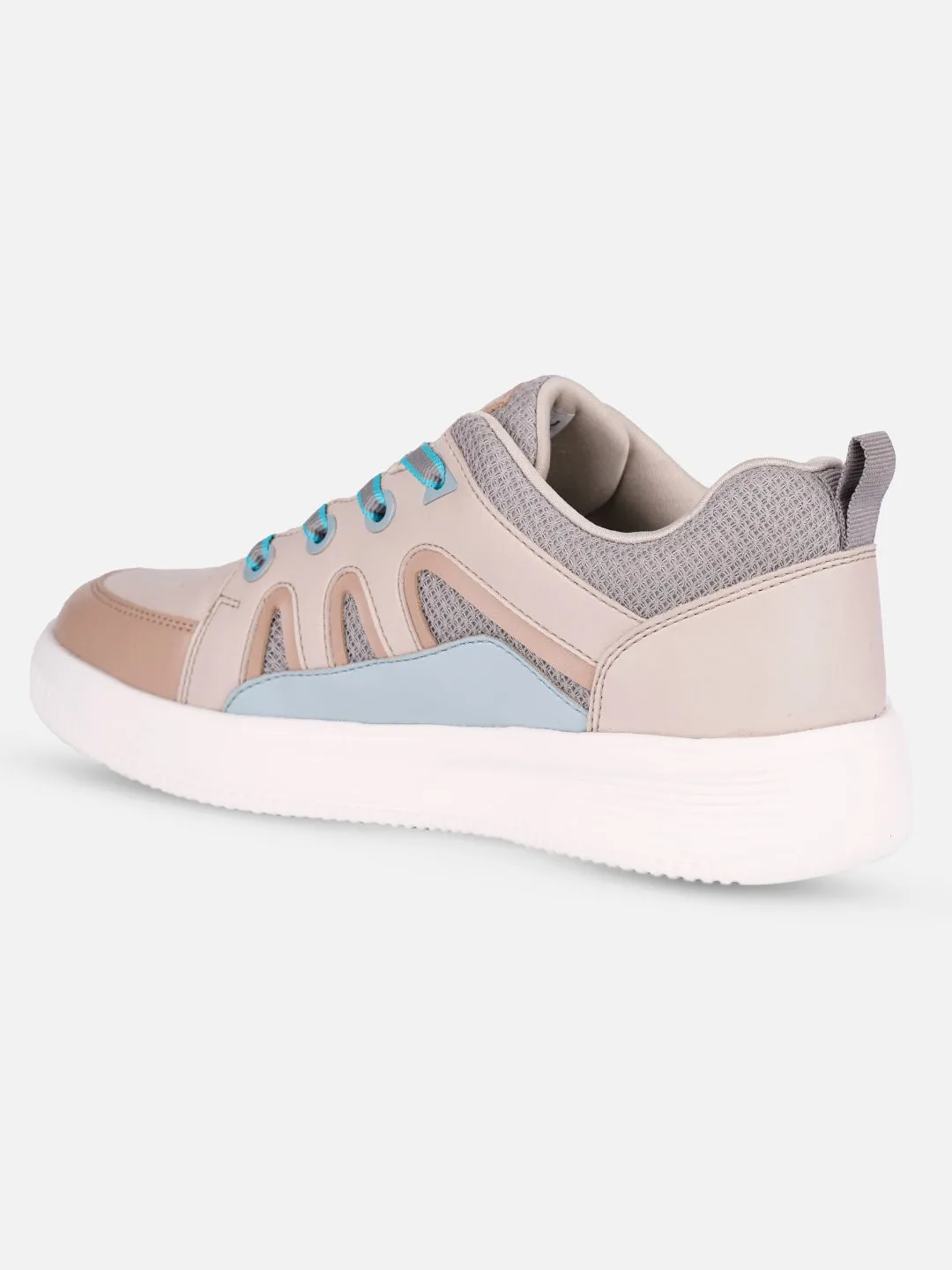 Women's Cream/Blue Platform Sneakers (IU1007)