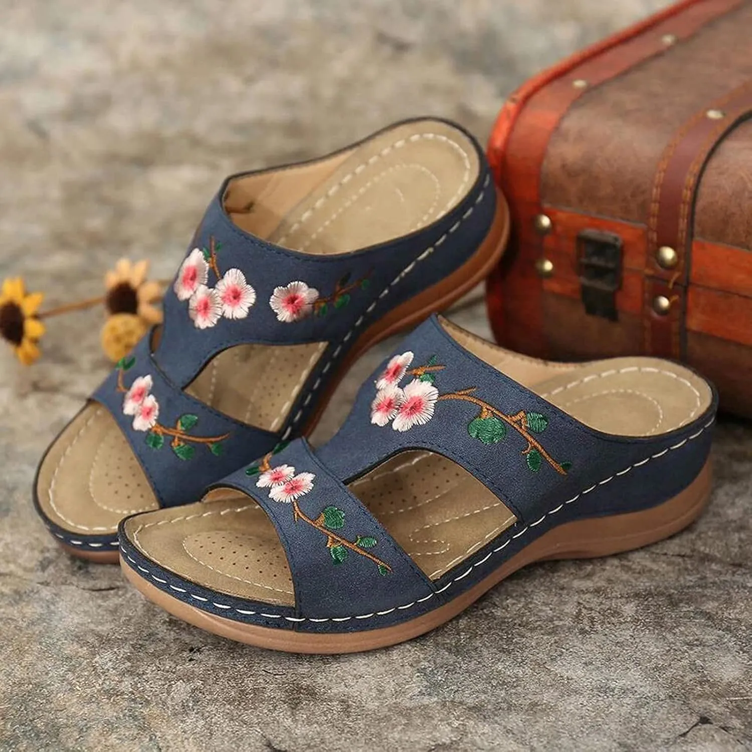 Womens Dressy Rhinestone Sandals Low Heel Elastic Strap Summer Casual Shoes Comfortable Beach Walking Slides Open Toe Platform Orthopedic Shoes for Women