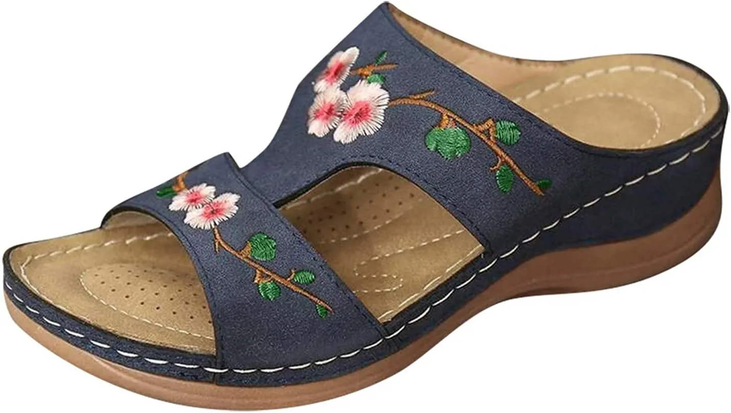 Womens Dressy Rhinestone Sandals Low Heel Elastic Strap Summer Casual Shoes Comfortable Beach Walking Slides Open Toe Platform Orthopedic Shoes for Women
