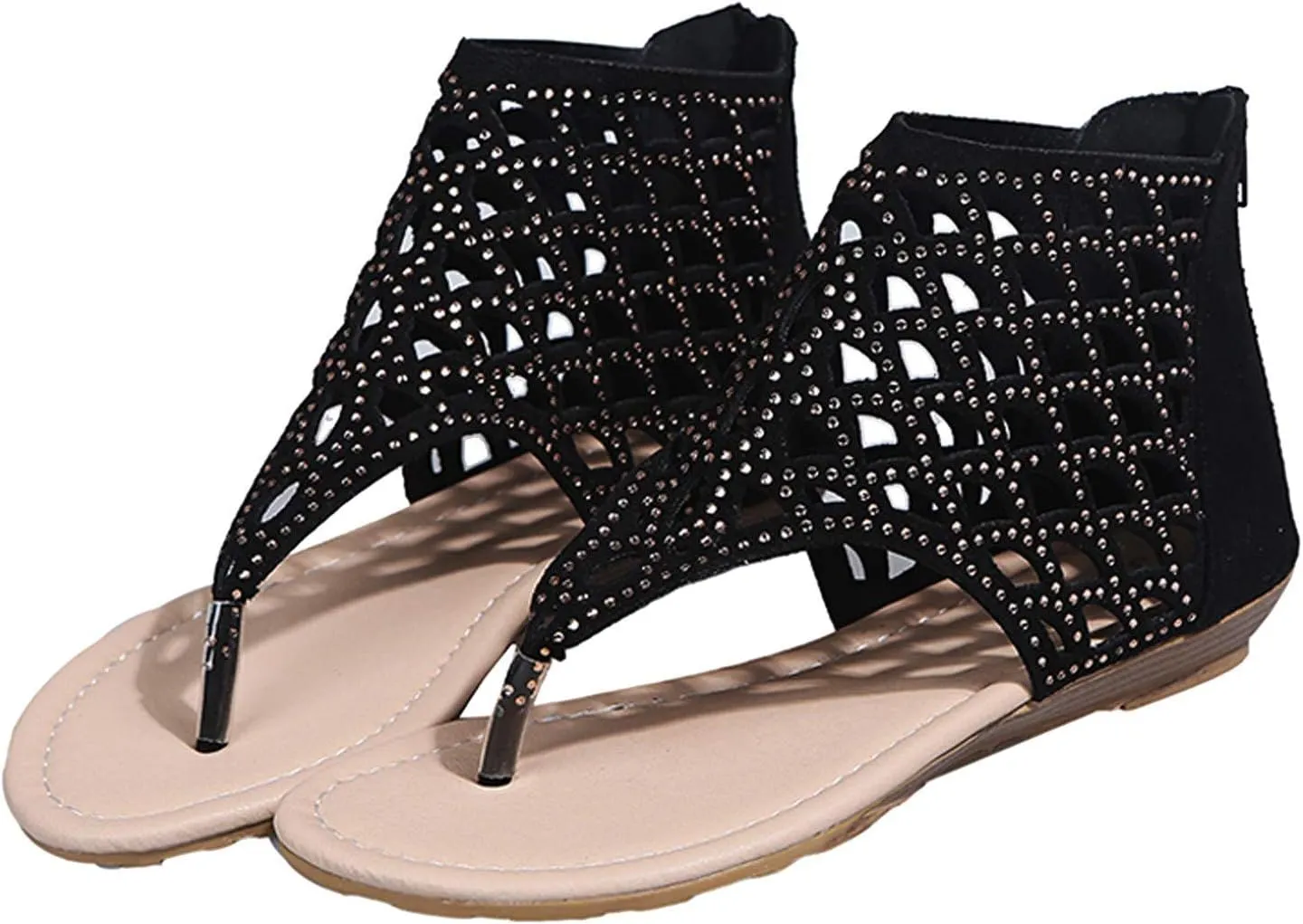 Womens Dressy Wedge Sandals Low Heel Elastic Ankle Strap Rhinestone Decor Summer Casual Shoes Comfortable Walking Platform Beach Footwear Orthopedic Shoes for Women