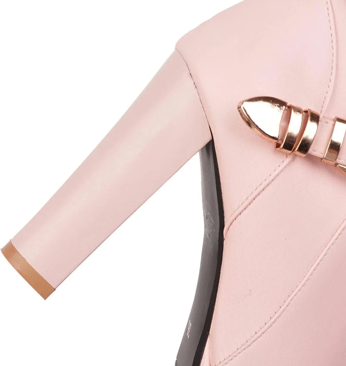 Womens Fashion Belt Buckle Ankle Boots PU Leather Platform Chunky High Heels Zipper Booties Dress Wedding Fall Booties Shoes