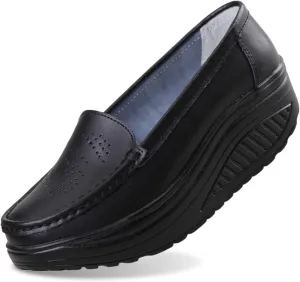 Women's Fashion Casual Solid Slip On Wedges Thick Bottom Platforms Work Shoes Water Aerobics Shoes Men