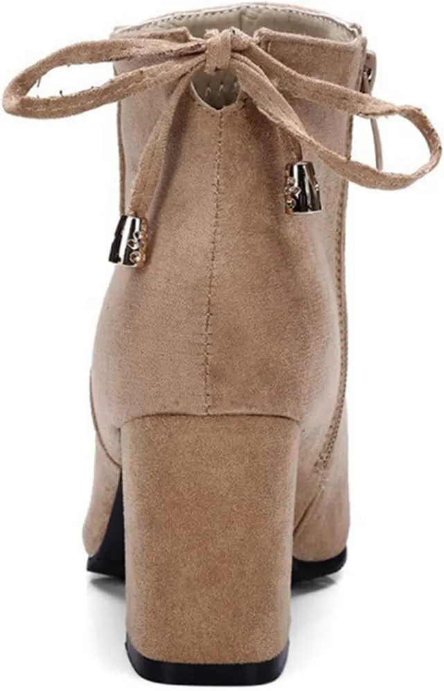 Women's Fashion Dressy Ankle Boots Round Toe Tassel Side Zipper Chunky Block Heel Dressy Short Bootie