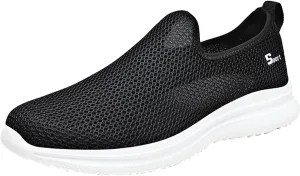 Women's Fashion Sneaker Mesh Slip On Black Non Slip Shoes for Women Comfortable Women Shoes Casual Walking Loafers Women Comfort Women Casual Sneakers