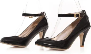 Women's Kitten High Heel Pumps Ankle Strap Ladies Elegant Pointed Toe Formal Dress Office Shoes