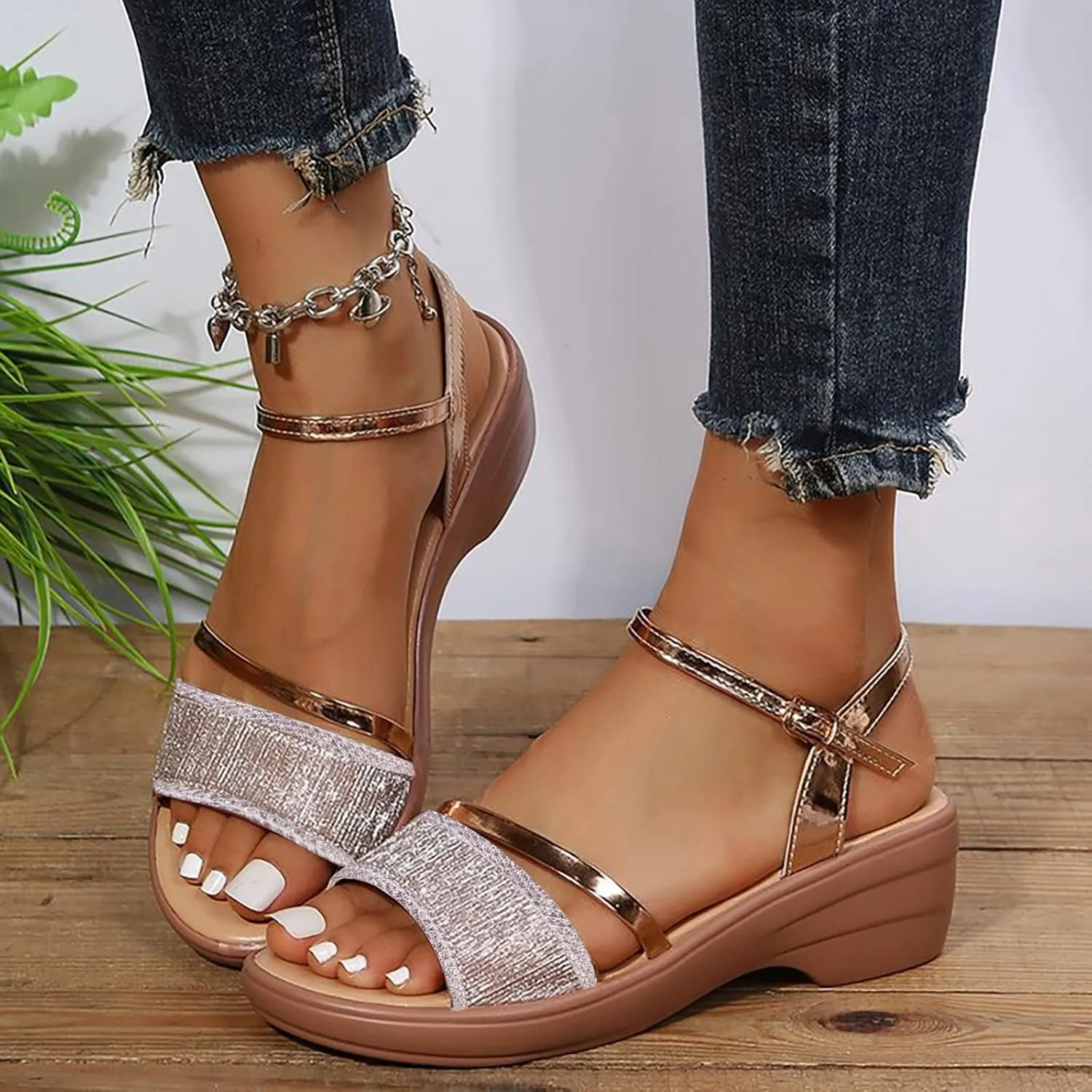 Womens Memory Foam Slides Sandals Comfortable Barefoot Summer Casual Beach Fashion Lightweight Outdoor Walking Shoes Arch Support Orthopedic Shoes for Women