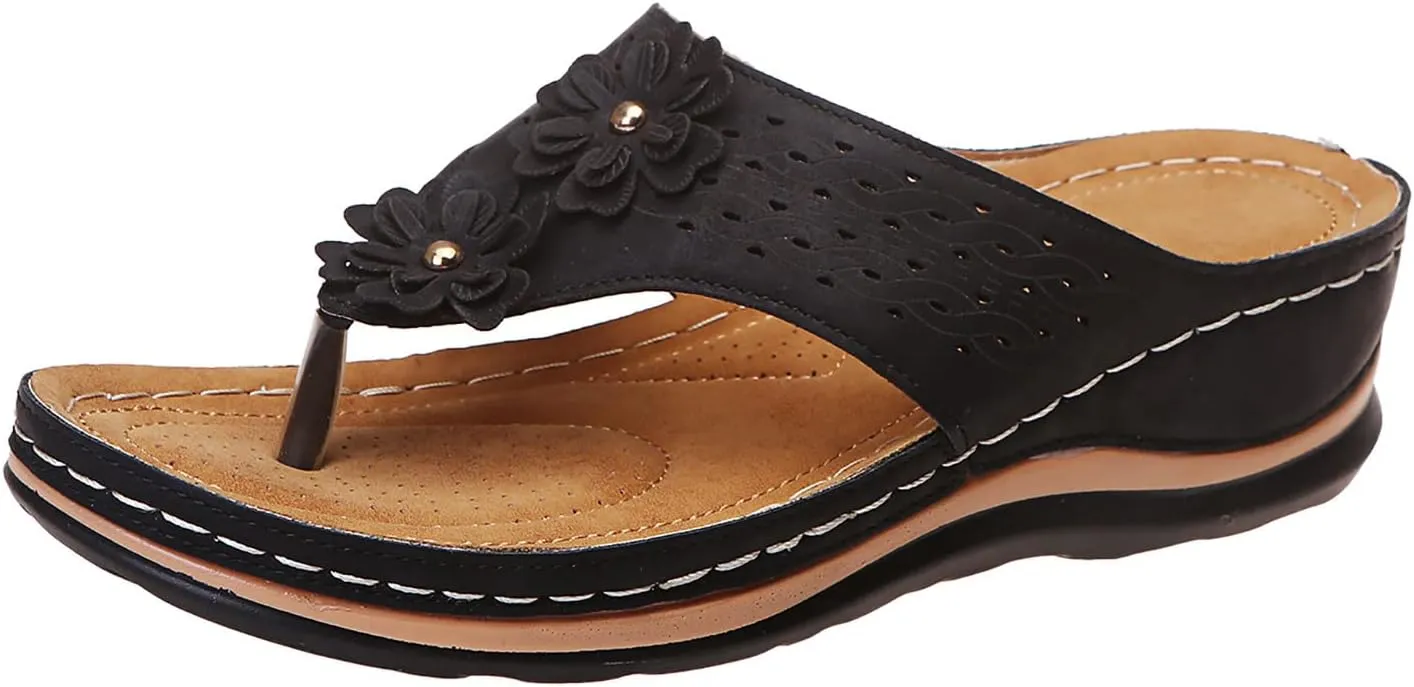 Womens Orthopedic Sandals Summer Casual Flip Flops Arch Support Adjustable Straps Thick Cushion Comfortable Walking Beach Shoes