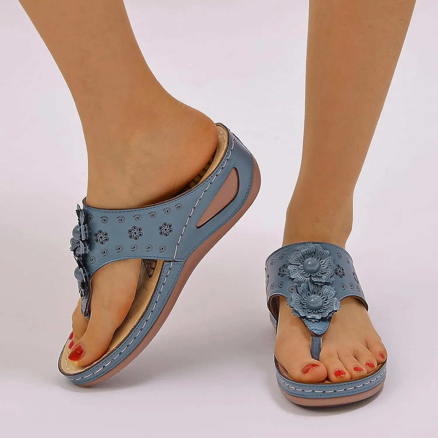 Womens Orthopedic Sandals With Arch Support Summer Casual Flip Flops Adjustable Buckle Beach Walking Shoes Breathable Mesh Quick Dry Sport Sandals Orthopedic Shoes for Women