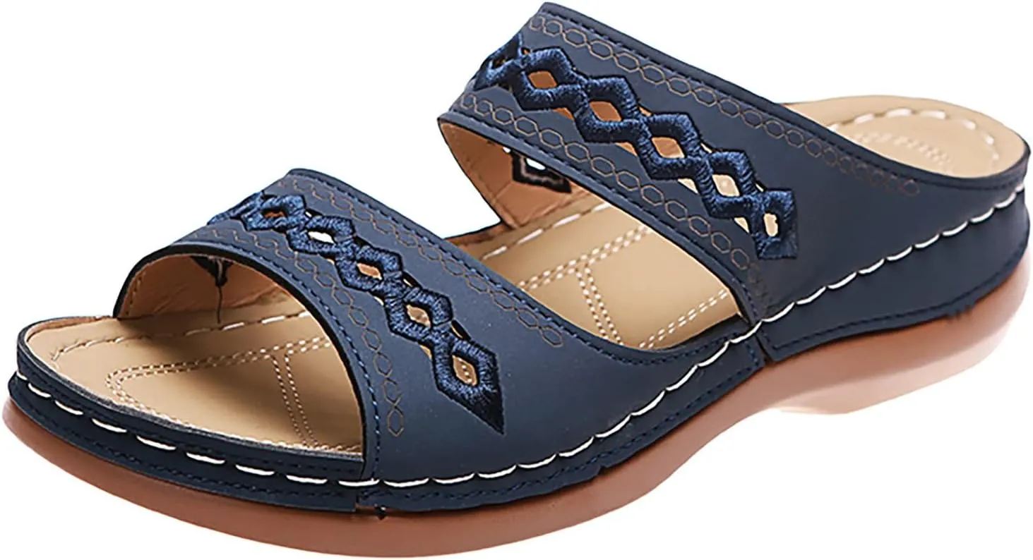Womens Orthopedic Sandals with Arch Support Walking Shoes Comfortable Plantar Fasciitis Relief Adjustable Thick Sole Summer Beach Casual Outdoor Slides