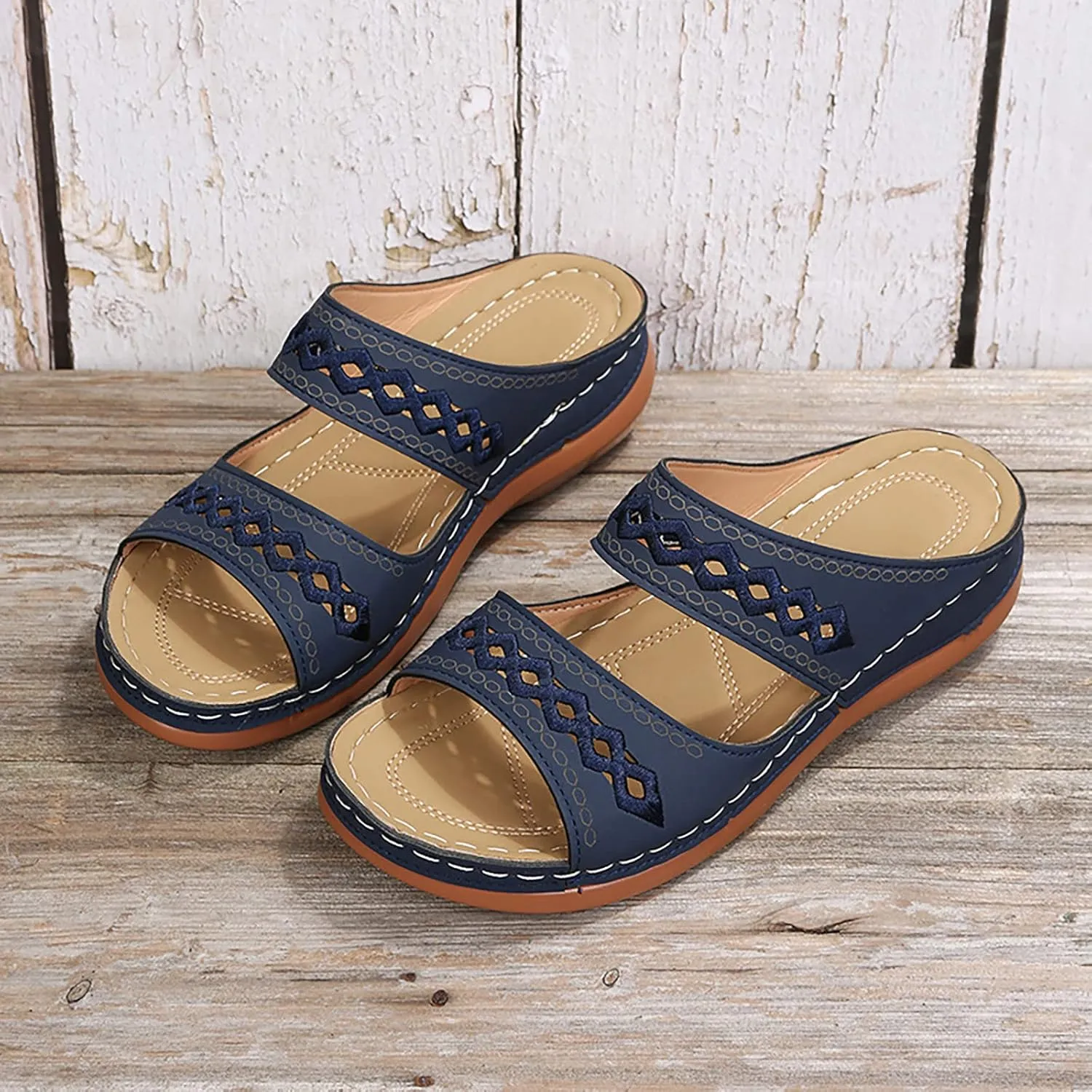 Womens Orthopedic Sandals with Arch Support Walking Shoes Comfortable Plantar Fasciitis Relief Adjustable Thick Sole Summer Beach Casual Outdoor Slides