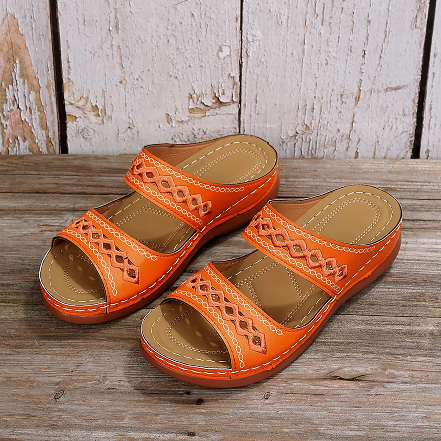 Womens Orthopedic Sandals with Arch Support Walking Shoes Comfortable Plantar Fasciitis Relief Adjustable Thick Sole Summer Beach Casual Outdoor Slides