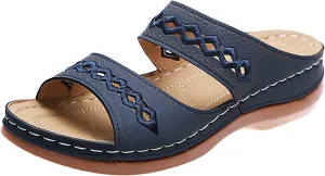 Womens Orthopedic Sandals with Arch Support Walking Shoes Comfortable Plantar Fasciitis Relief Adjustable Thick Sole Summer Beach Casual Outdoor Slides