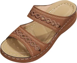 Womens Platform Espadrille Wedge Sandals Bohemian Slip On Slides Open Toe Summer Beach Casual Shoes Comfortable Ankle Strap Dressy Footwear Orthopedic Shoes for Women