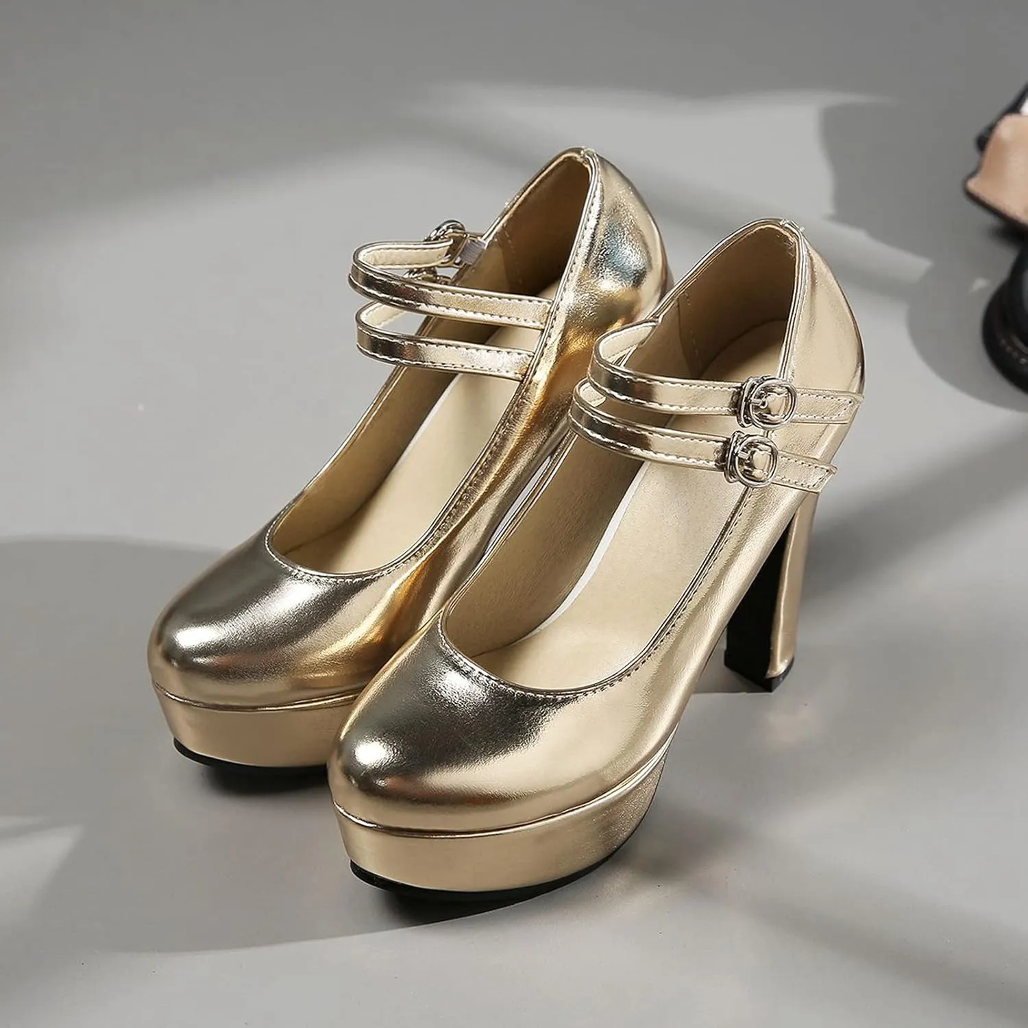 Women's Platform Round Toe Party Shoes Ankle Buckle Strap Sexy Fashion High Heel Dress Pumps