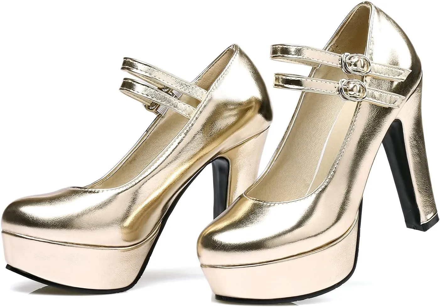 Women's Platform Round Toe Party Shoes Ankle Buckle Strap Sexy Fashion High Heel Dress Pumps