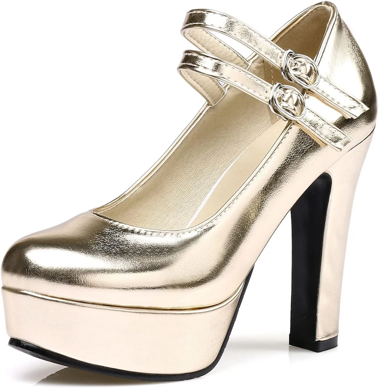 Women's Platform Round Toe Party Shoes Ankle Buckle Strap Sexy Fashion High Heel Dress Pumps