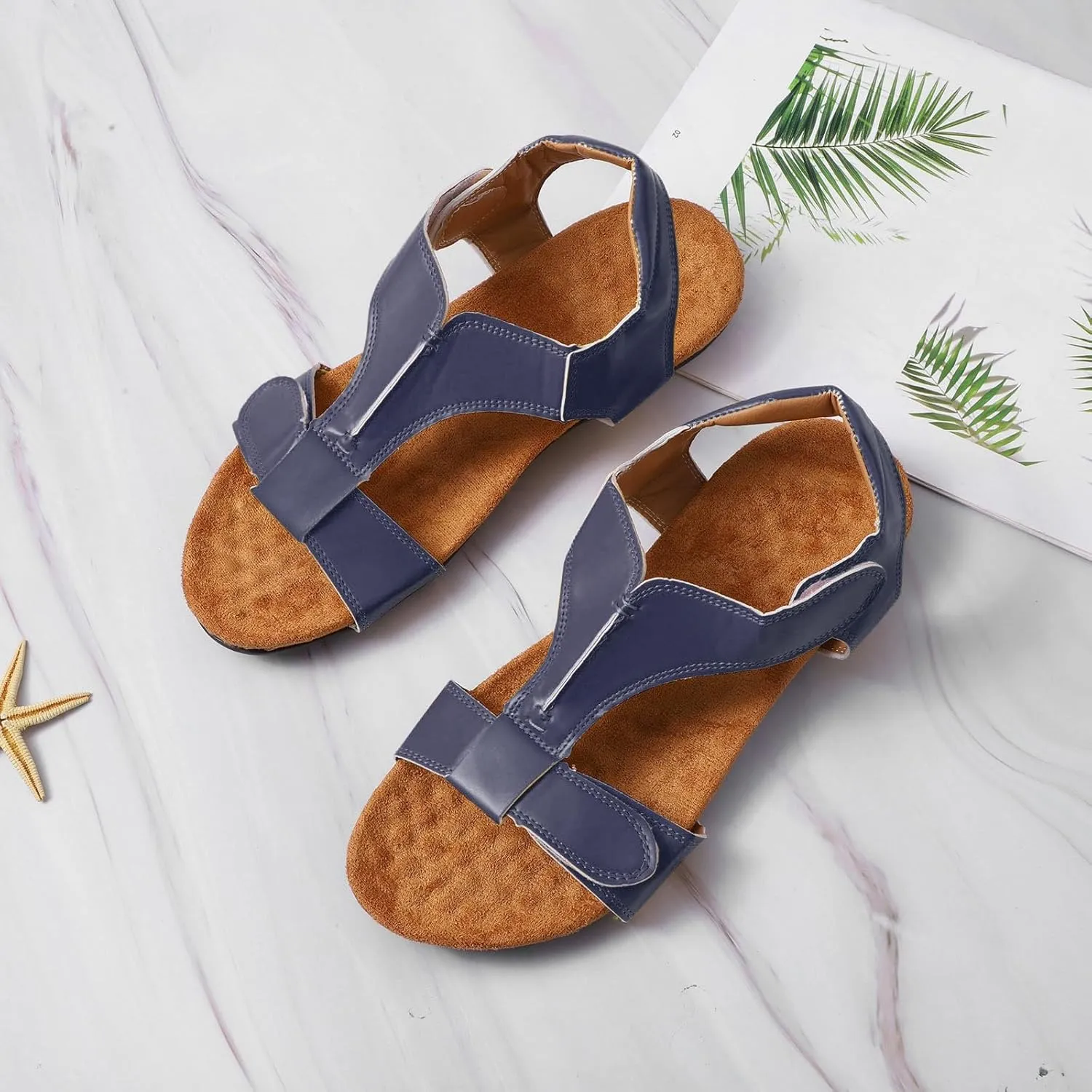 Womens Platform Wedge Sandals With Arch Support Lightweight Foam Slides Adjustable Buckle Summer Beach Casual Comfortable Walking Shoes Orthopedic Shoes for Women