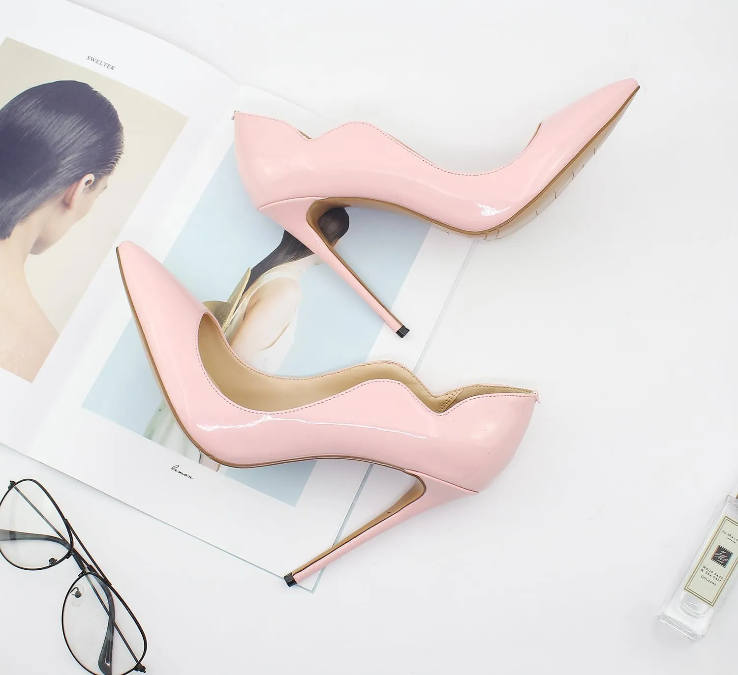 Women's Pointed 4.7 Inch Wave Sexy Stilettos Large Size High Heels Party Party Work Shoes