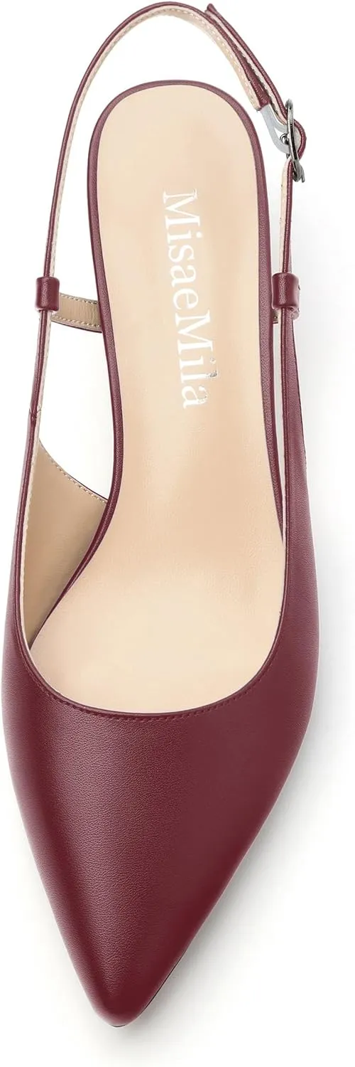 Women's Pumps, Pointed Toe Ankle Strap Heels Shoes for Women Fashion Solid Buckle Kitten Heel Pump