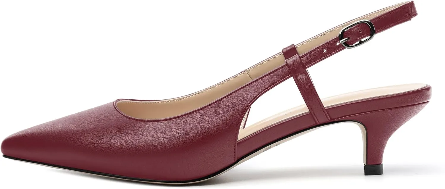 Women's Pumps, Pointed Toe Ankle Strap Heels Shoes for Women Fashion Solid Buckle Kitten Heel Pump