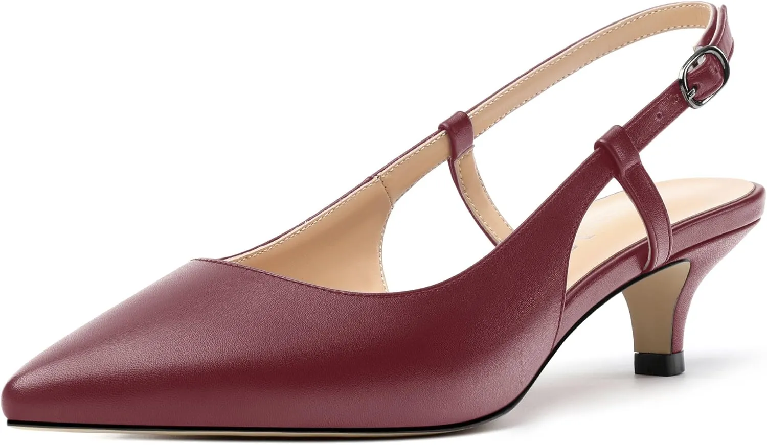 Women's Pumps, Pointed Toe Ankle Strap Heels Shoes for Women Fashion Solid Buckle Kitten Heel Pump