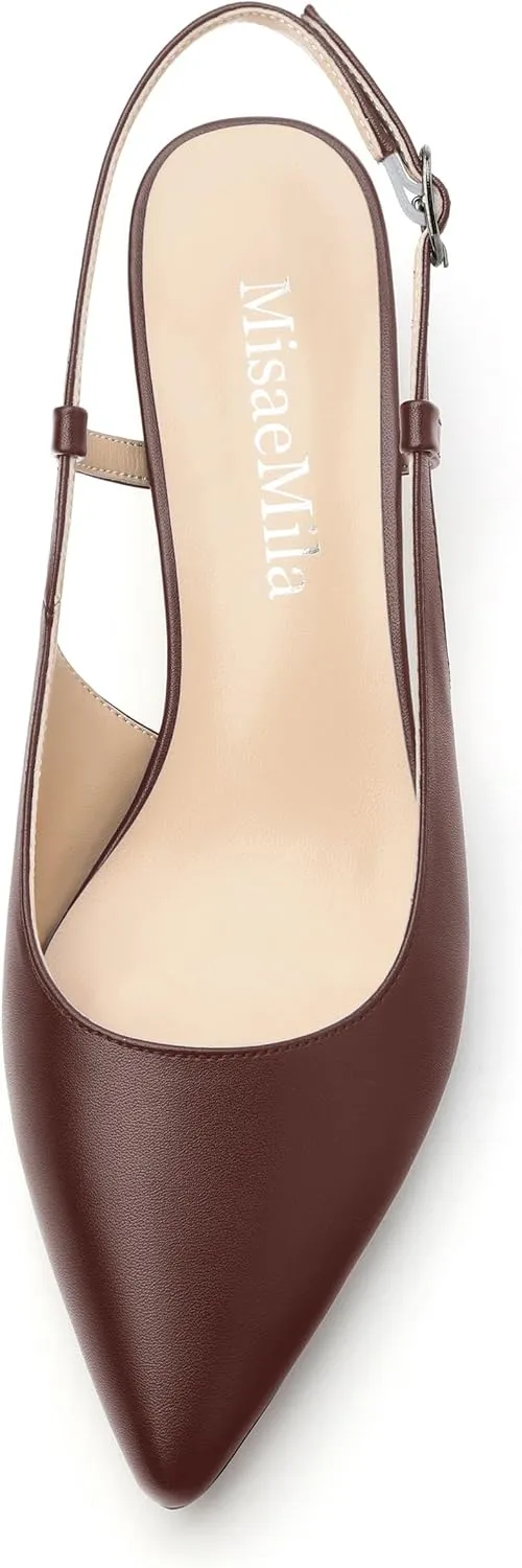 Women's Pumps, Pointed Toe Ankle Strap Heels Shoes for Women Fashion Solid Buckle Kitten Heel Pump