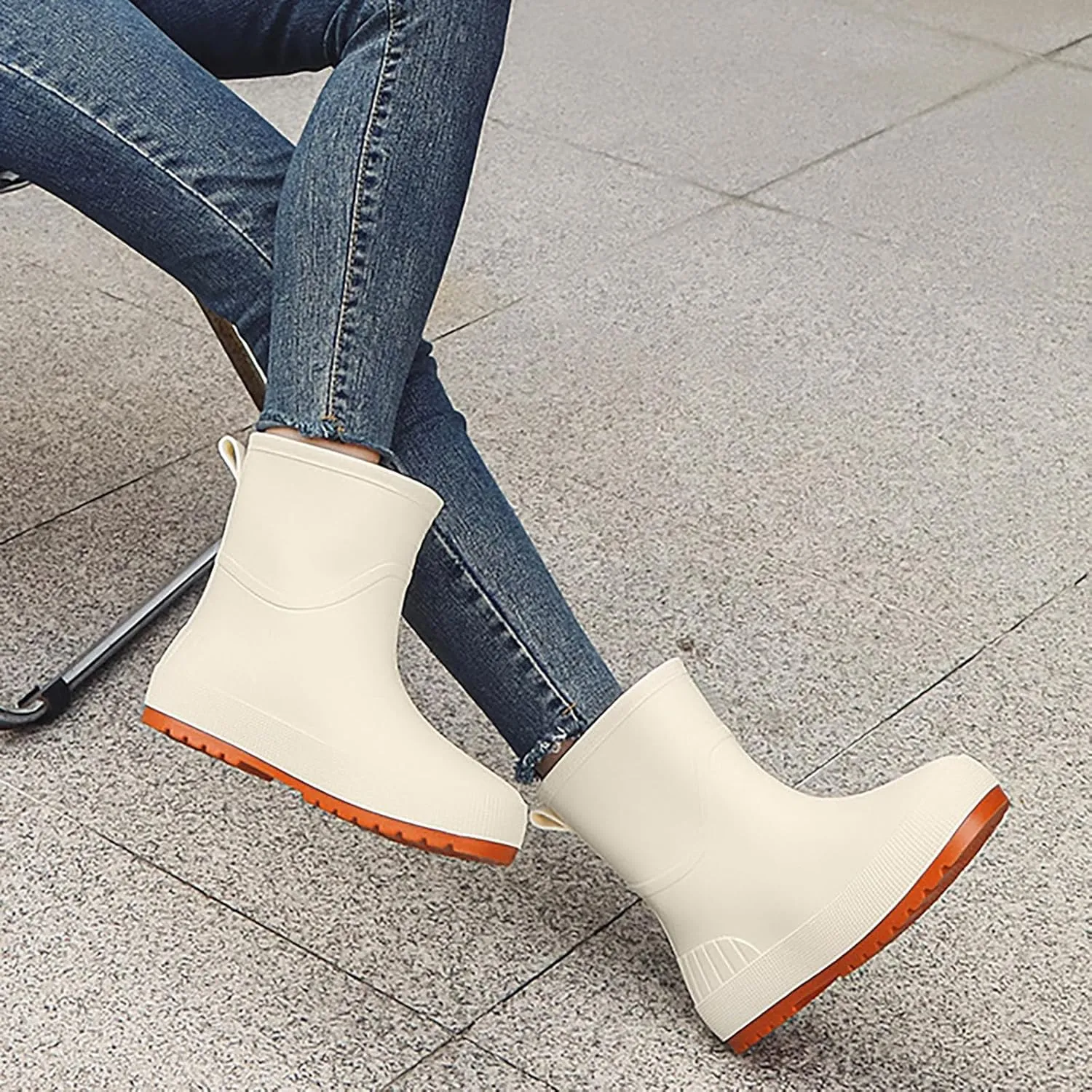 Womens Rain Boots Tall Mens Grounded Footwear Block Heeled Booties Hiking Barefoot Shoes Short Rain Boots for Women Waterproof Garden Shoes Womens Winter Boots