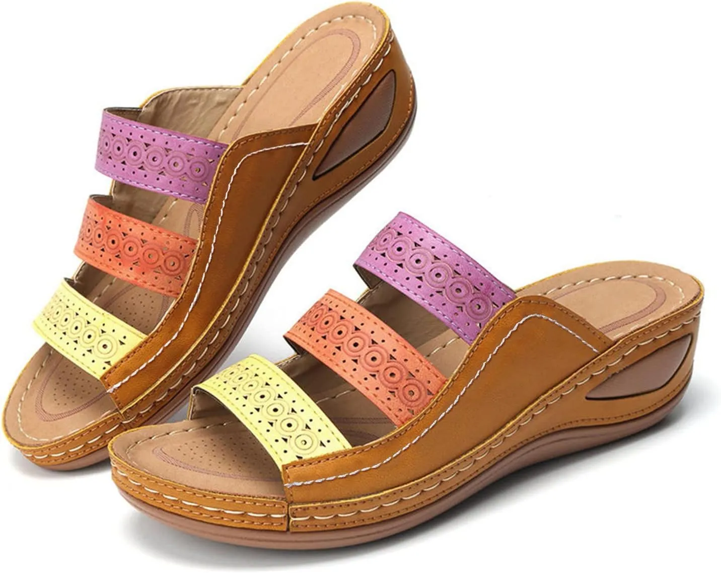 Womens Recovery Sandals Orthopedic with Arch Support Comfortable Walking Shoes Adjustable Thick Cushion Summer Beach Casual Outdoor Plantar Fasciitis Relief