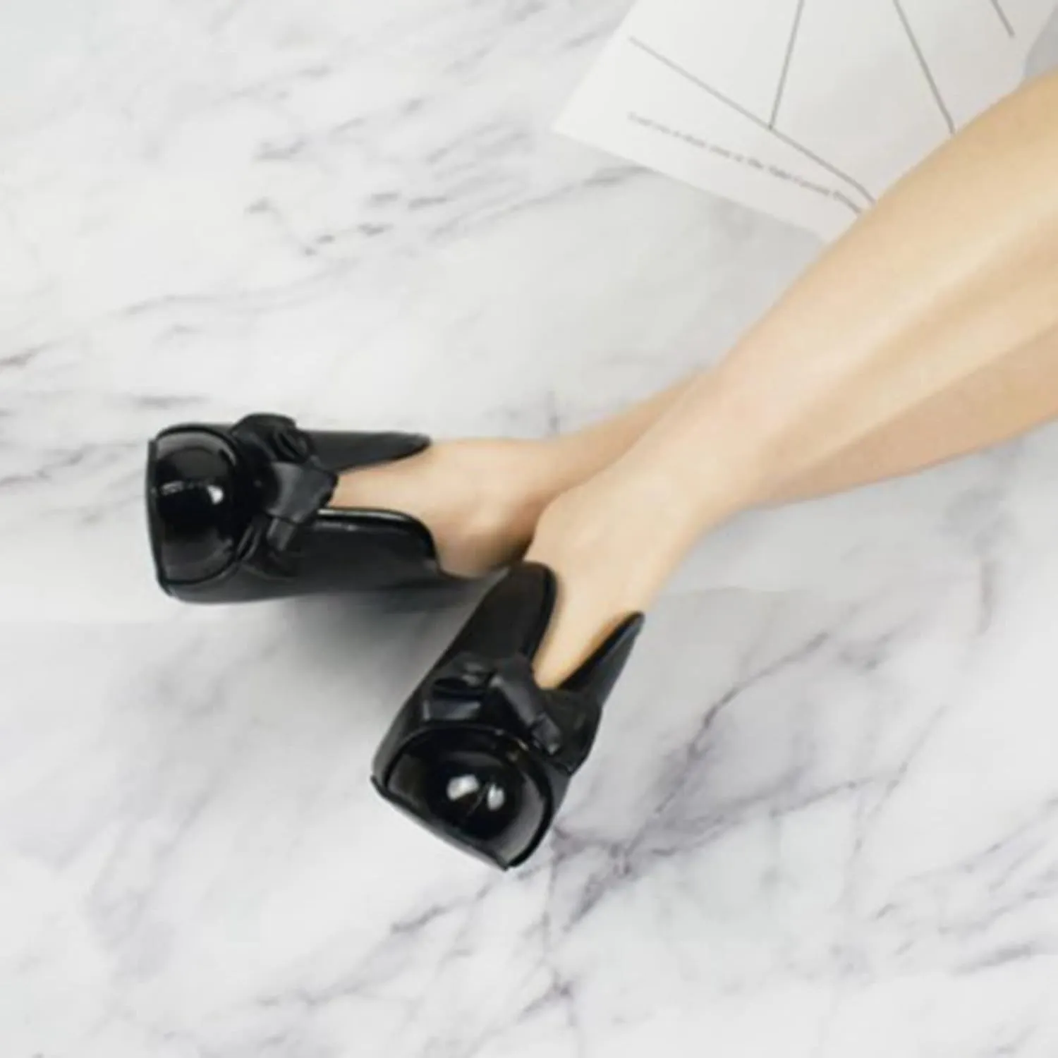 Women's Retro Bowknot Stiletto Pumps Closed Toe Two Tone V Cut High Heel Dressy Ankle Boots