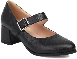 Women's Round Toe Mary Janes Square Heel Pumps