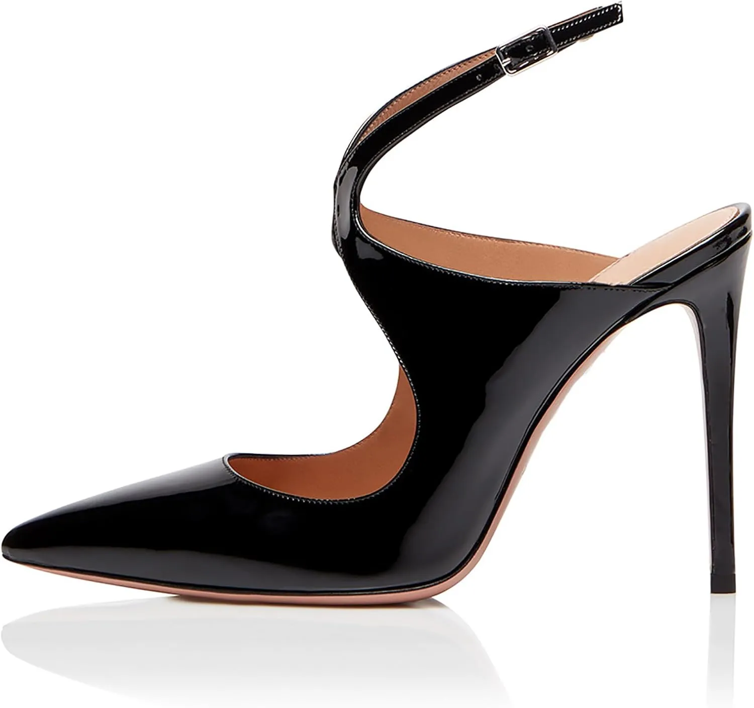 Womens Slingback Stiletto High Heels Closed Pointed Toe Pumps Elegant Ankle Strap Buckle Party Prom Wedding Dress Pumps Shoes