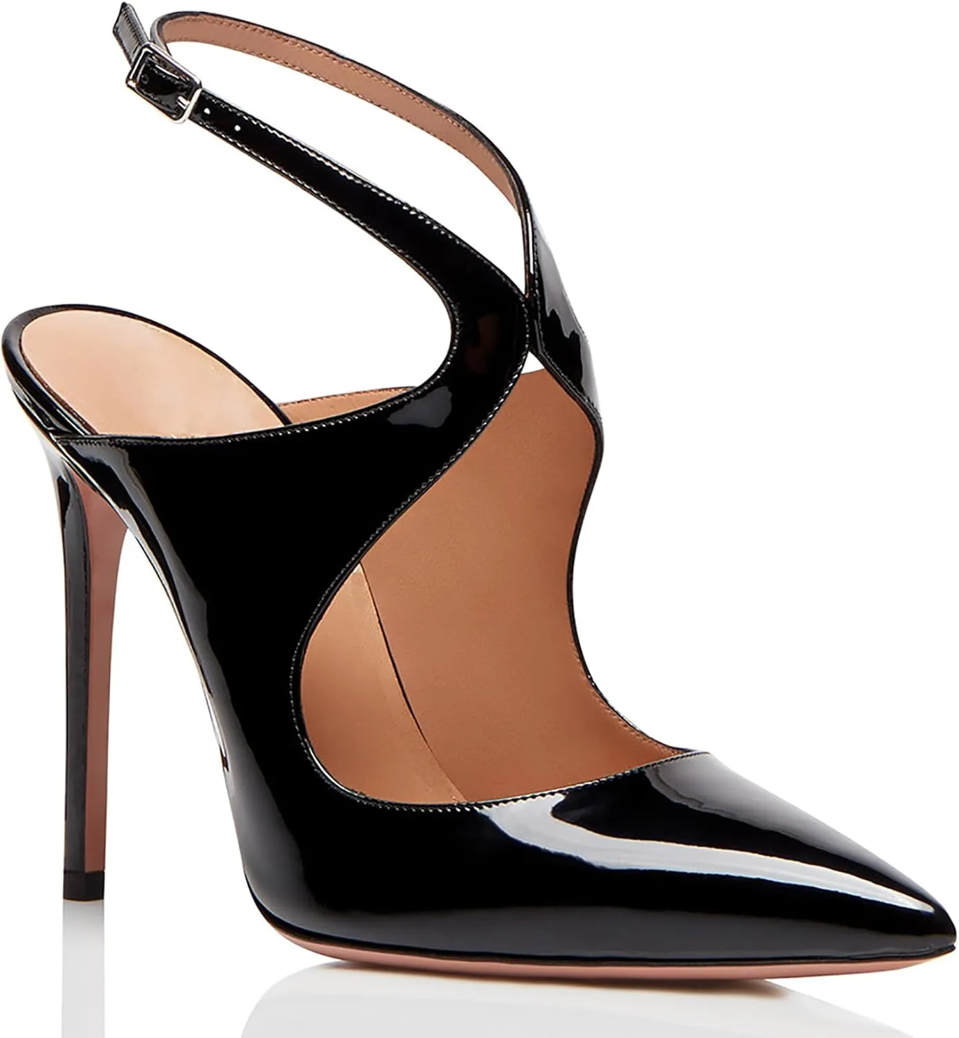 Womens Slingback Stiletto High Heels Closed Pointed Toe Pumps Elegant Ankle Strap Buckle Party Prom Wedding Dress Pumps Shoes