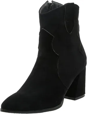 Women's Sparkle Rhinestone Dress Ankle Boots Round Toe Zipper Chunky Mid Heeled Winter Short Booties
