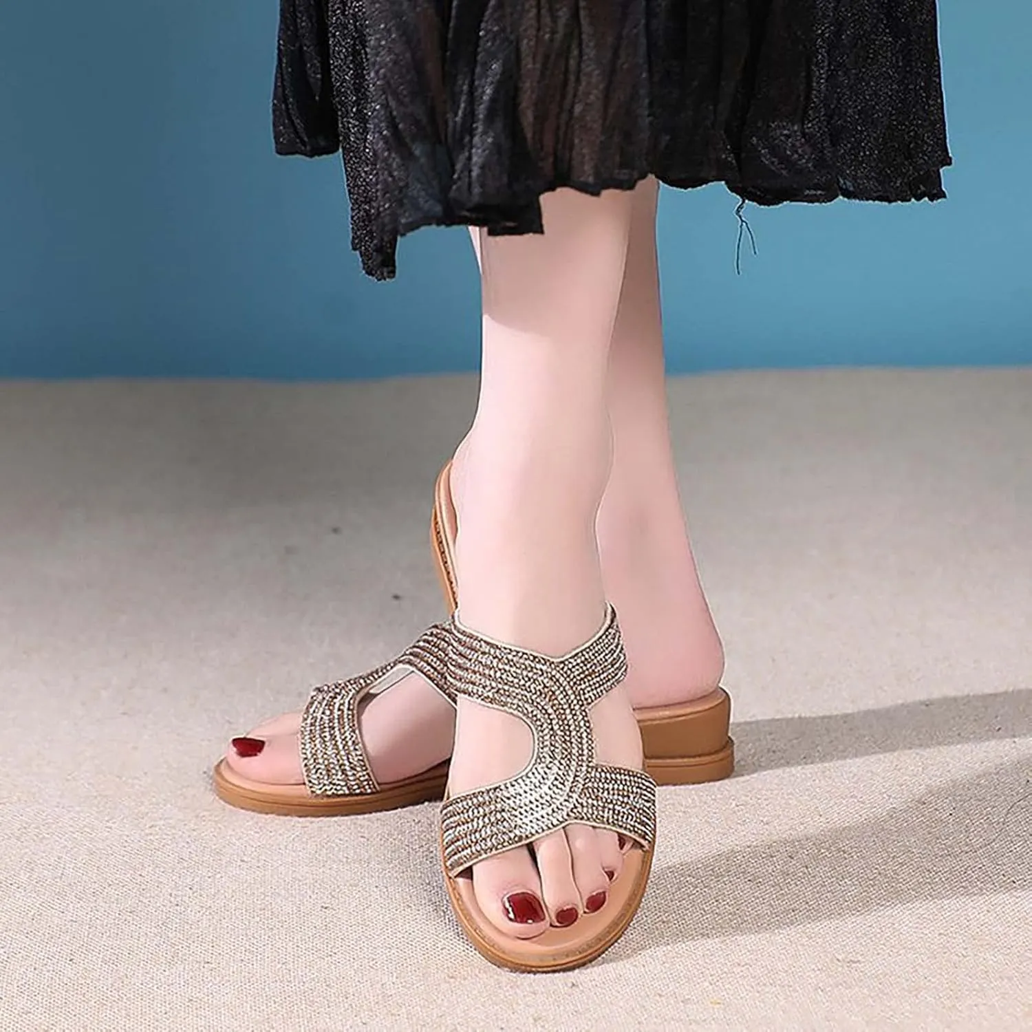 Womens Spring Dressy Slide Sandals Memory Foam Breathable Comfortable Summer Beach Fashion Lightweight Casual Outdoor Flip Flops With Arch Support Orthopedic Shoes for Women